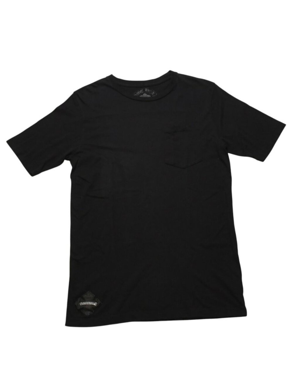 Chrome Hearts Pocket T-Shirt Black Ther Patch Silver CH Plus Scroll Label
